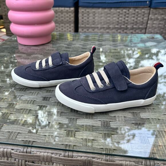 Old Navy Canvas Navy Blue Sneaker Red/White Stripe Kids Size 10 - Picture 1 of 5